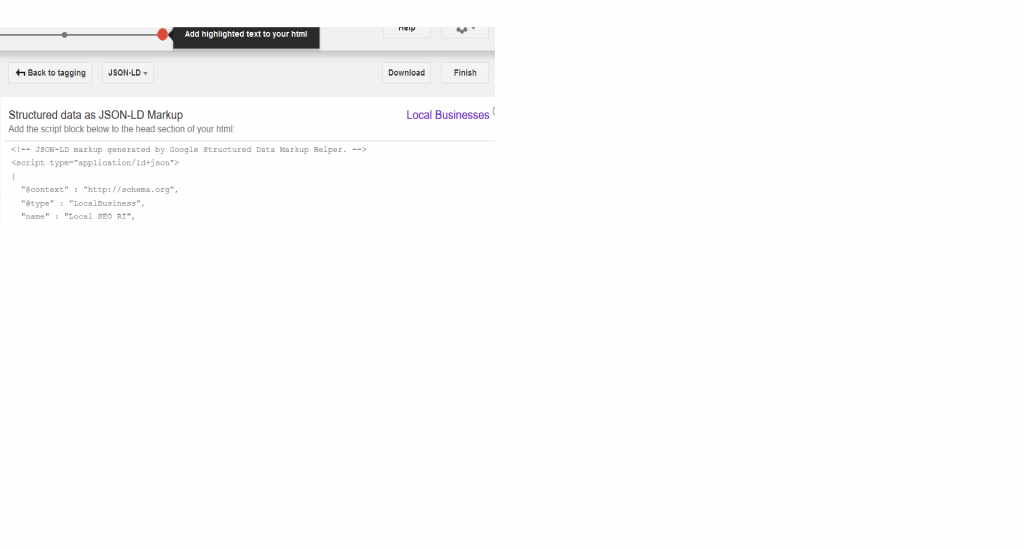 Local SEO Finished Data Markup